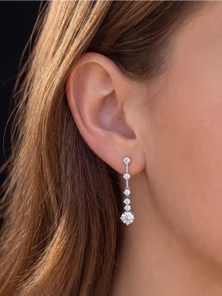 Melur 1 Carat Moissanite Long Tassel Drop Earrings