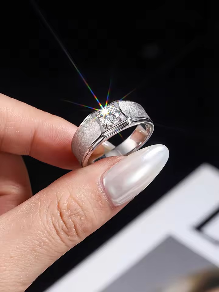 Gafar 1 Carat Moissanite Men Ring