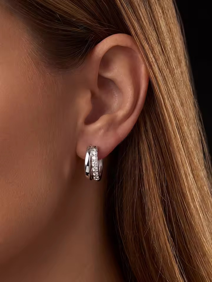 Embun 0.5 Carat Double Layer Moissanite Earrings