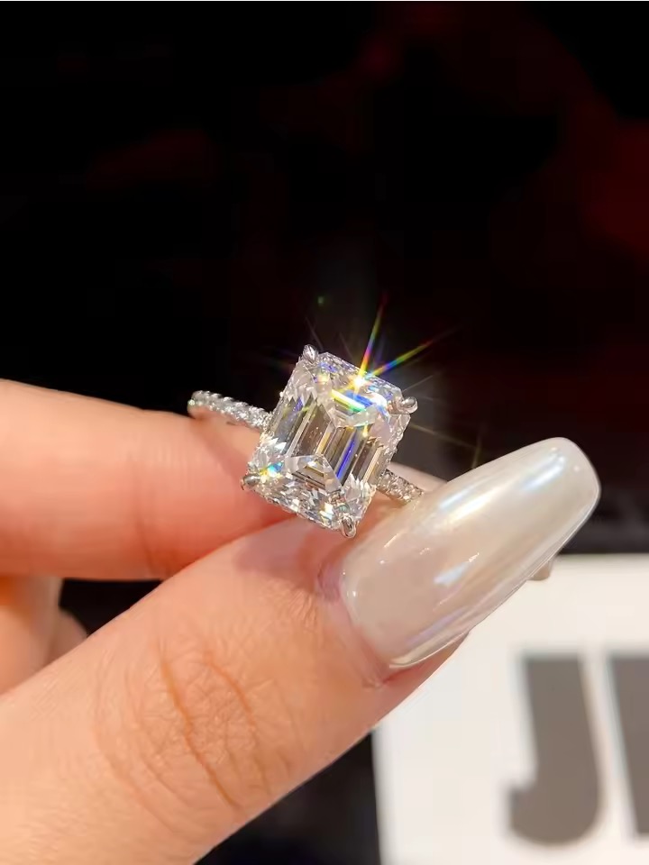 Fauziah 4 Carat Radiant Moissanite Emerald Ring