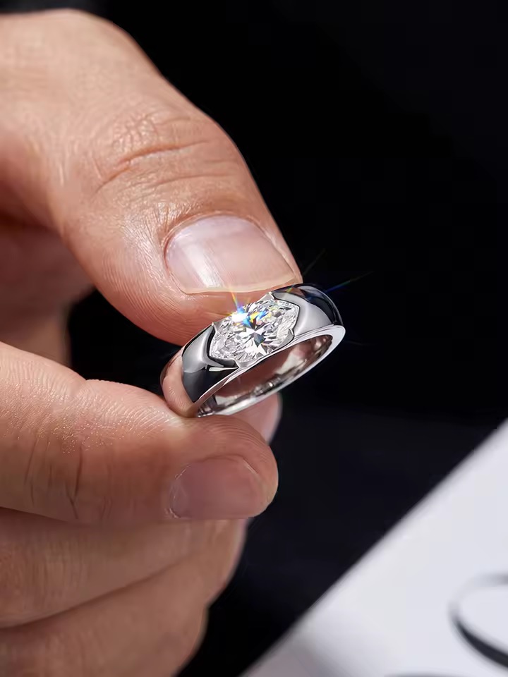 Husain 1 Carat Marquise Moissanite Men Ring
