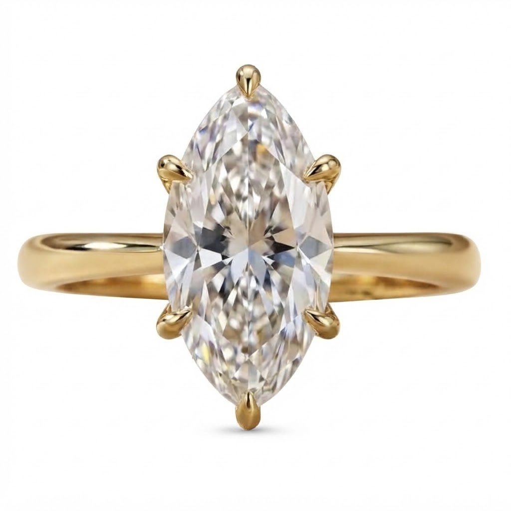 Classic Marquise Solitaire Moissanite S925 Resizable Ring