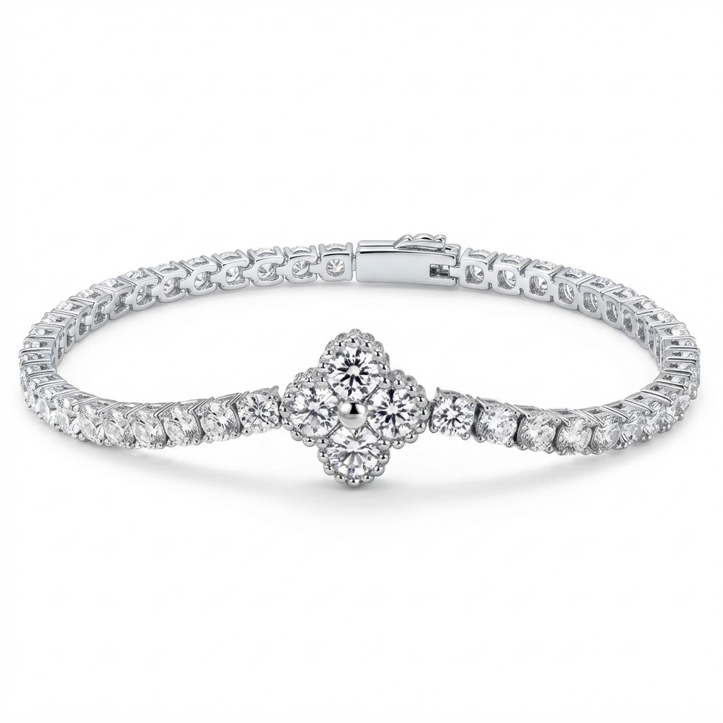 Four-Leaf Clover Moissanite S925 Tennis Bracelet