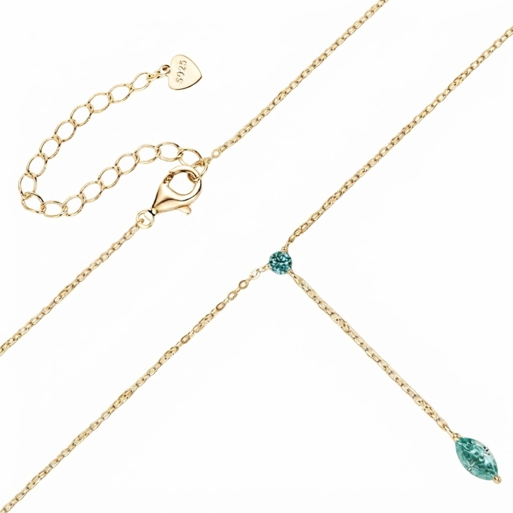 Cyan Marquise Solitaire Moissanite S925 Pendant Necklace
