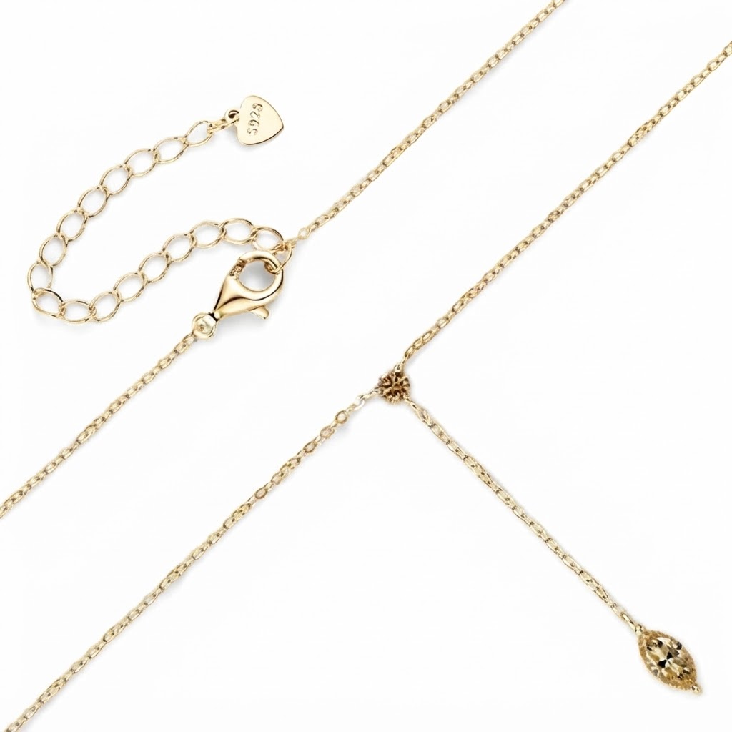 Champagne Marquise Solitaire Moissanite S925 Pendant Necklace
