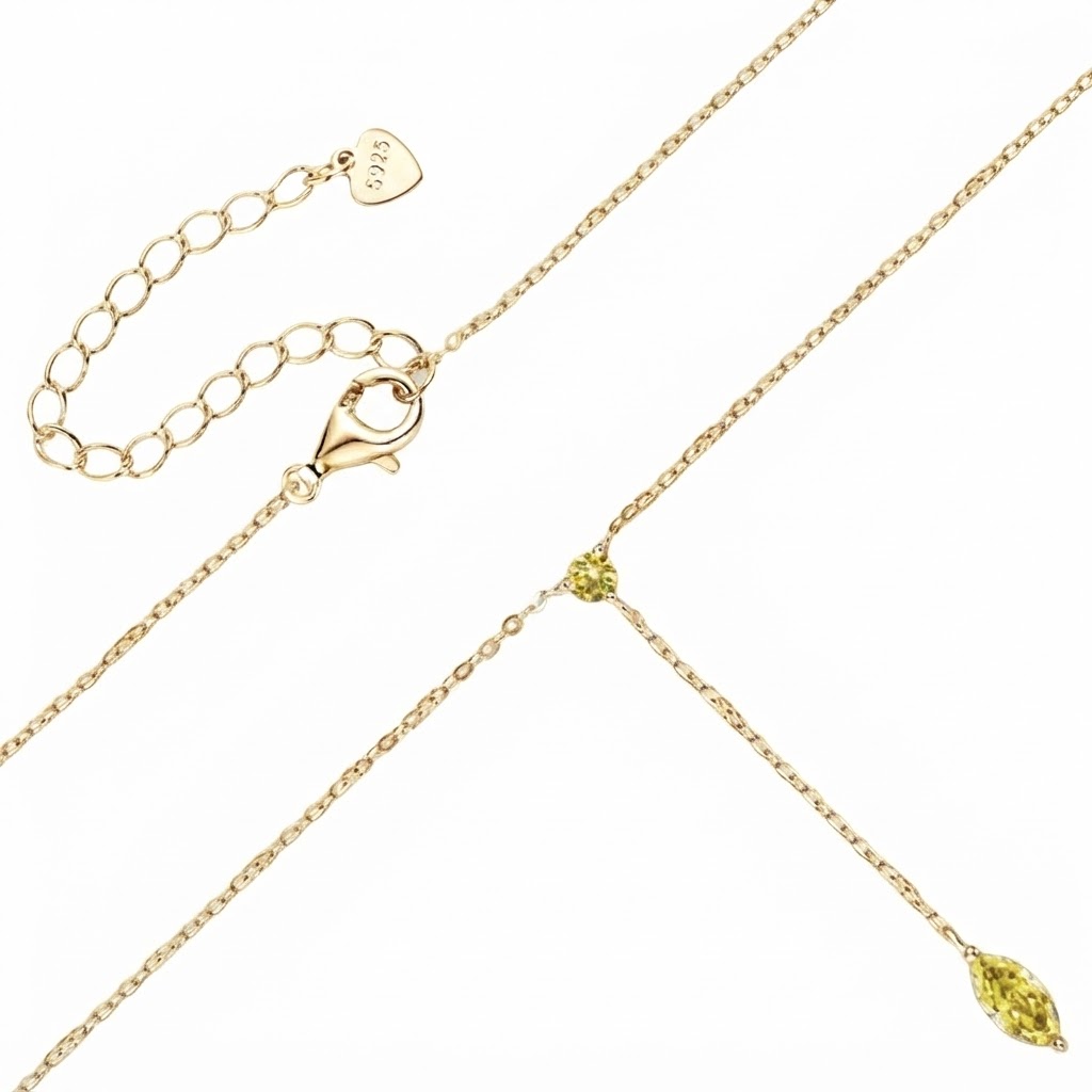 Yellow Marquise Solitaire Moissanite S925 Pendant Necklace