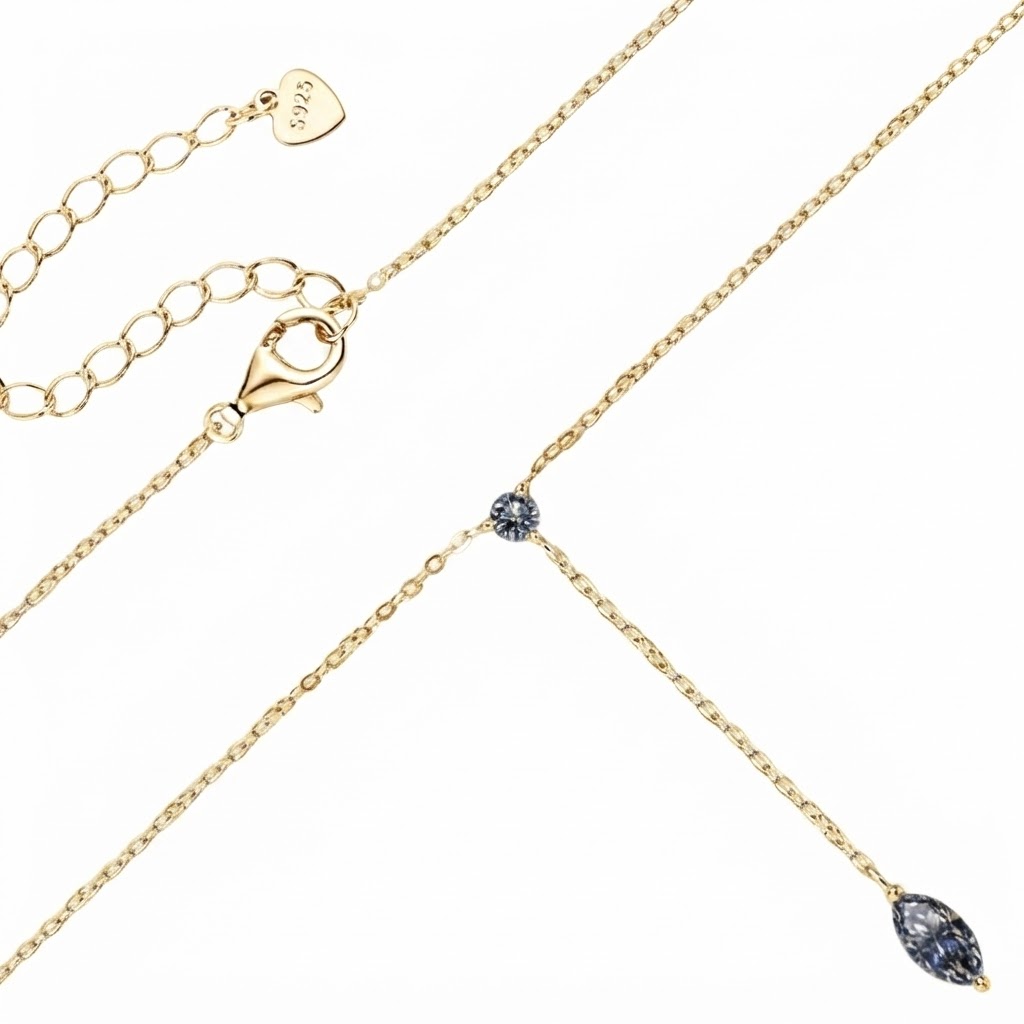 Grey Marquise Solitaire Moissanite S925 Pendant Necklace