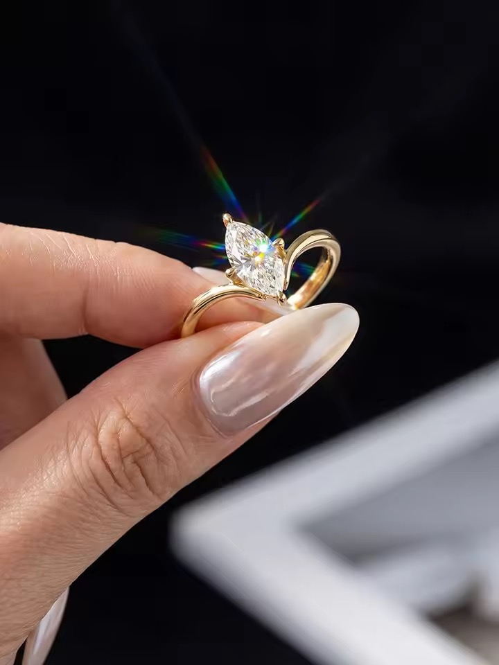 Dahlia 1 Carat  Moissanite Marquise Ring